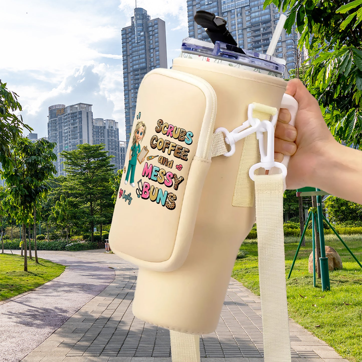 Crubs Coffee And Messy Buns Cartoon Nurse