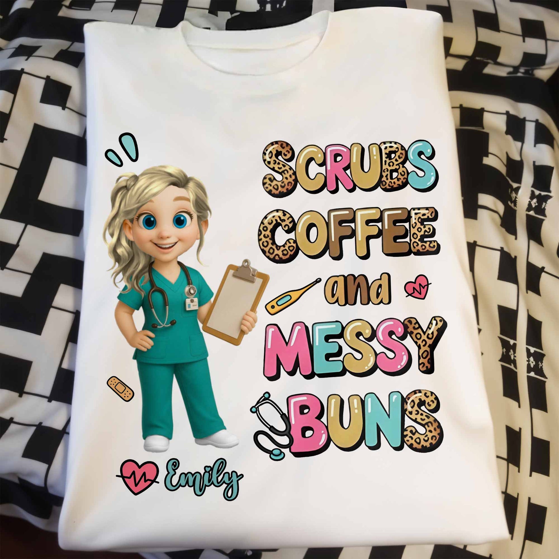 Scrubs Coffee And Messy Buns Fun Design