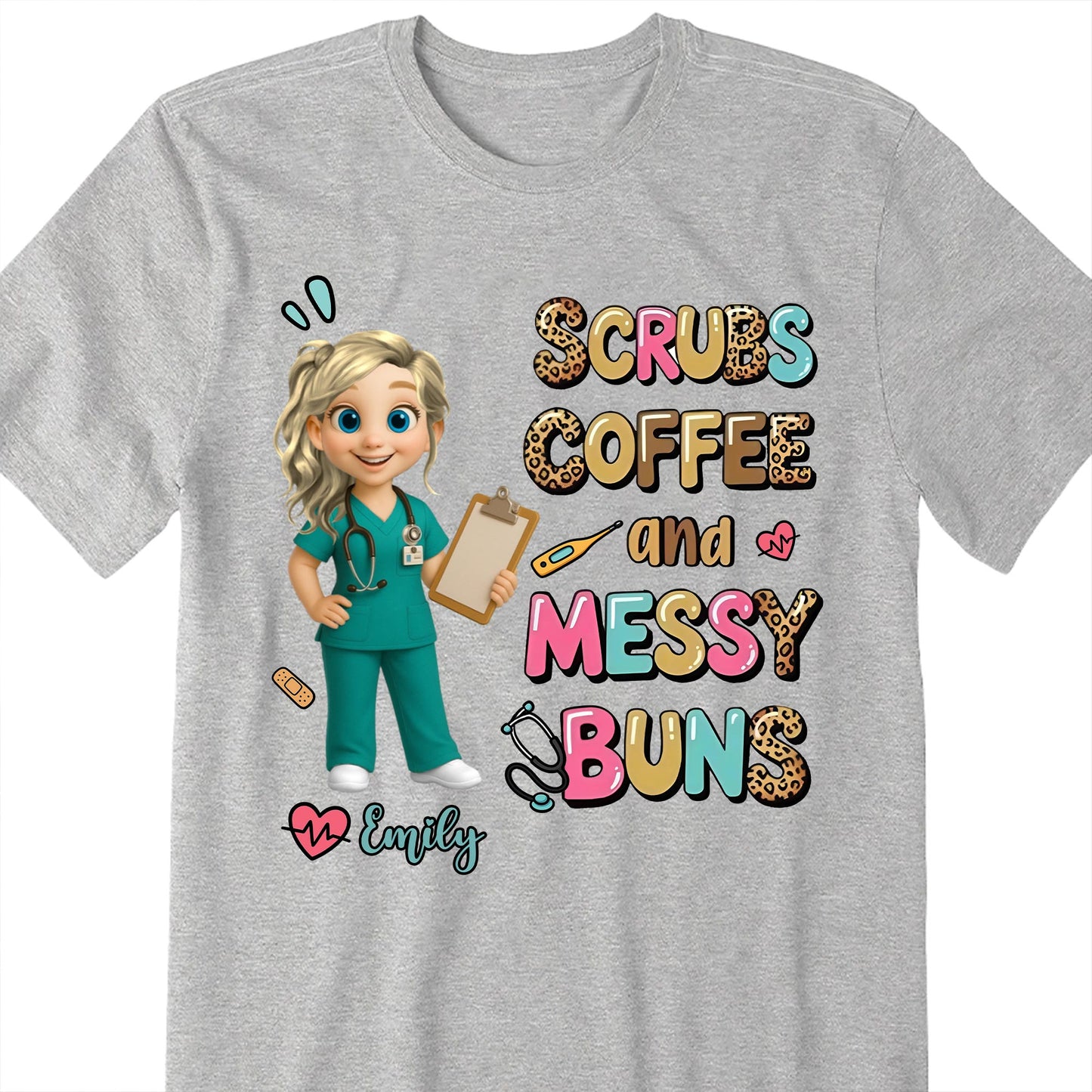 Scrubs Coffee And Messy Buns Fun Design
