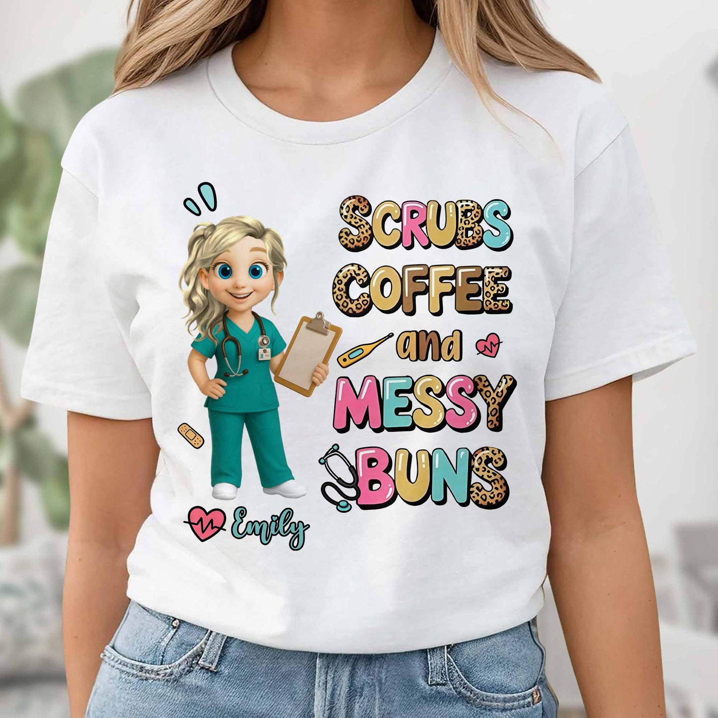 Scrubs Coffee And Messy Buns Fun Design