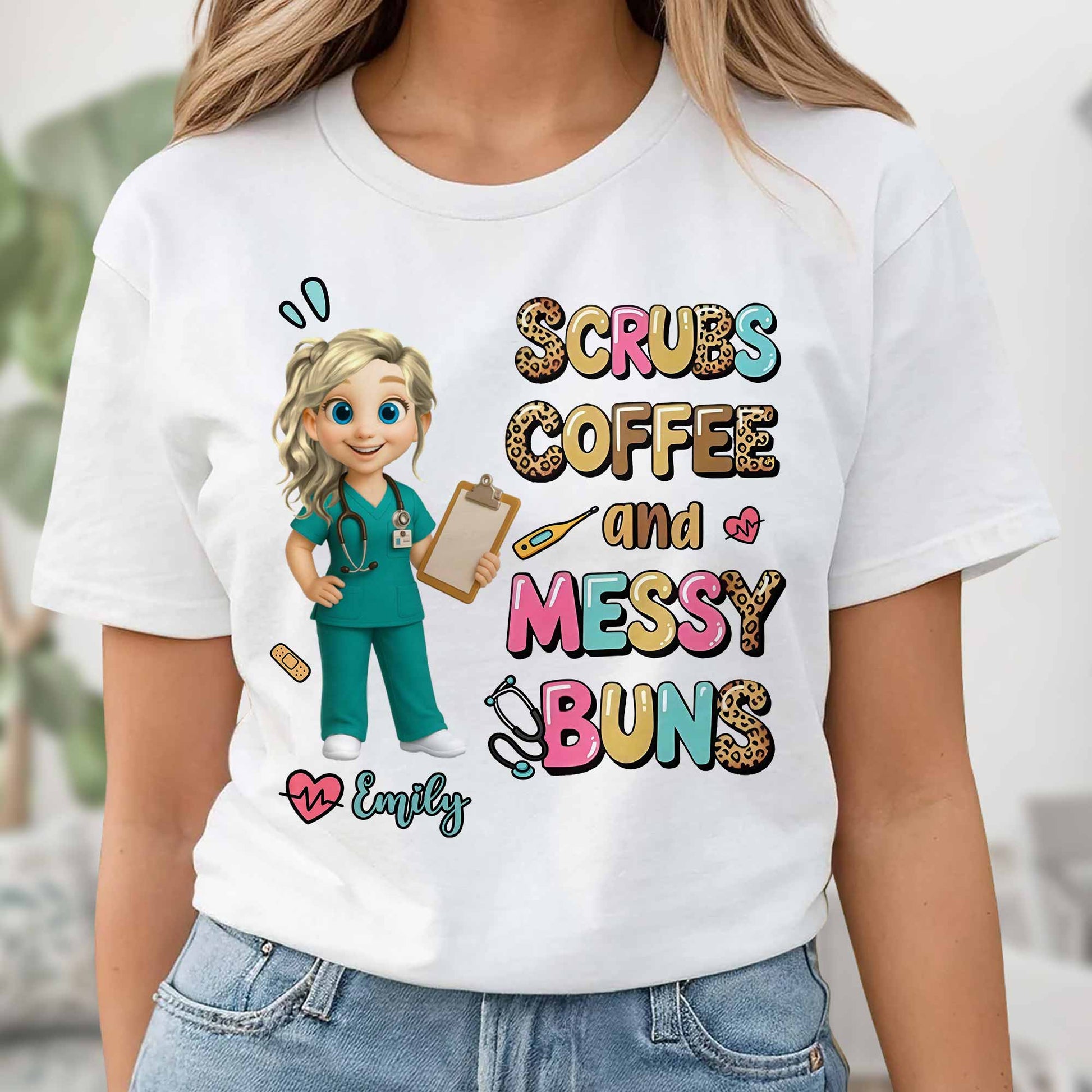 Scrubs Coffee And Messy Buns Fun Design