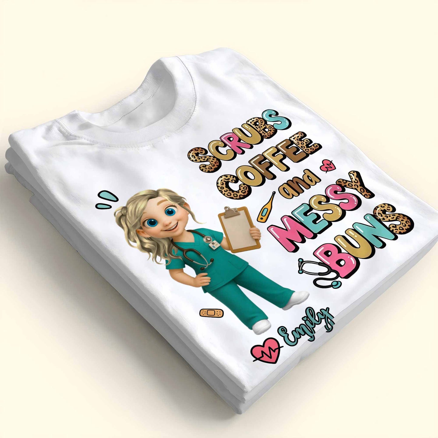 Scrubs Coffee And Messy Buns Fun Design