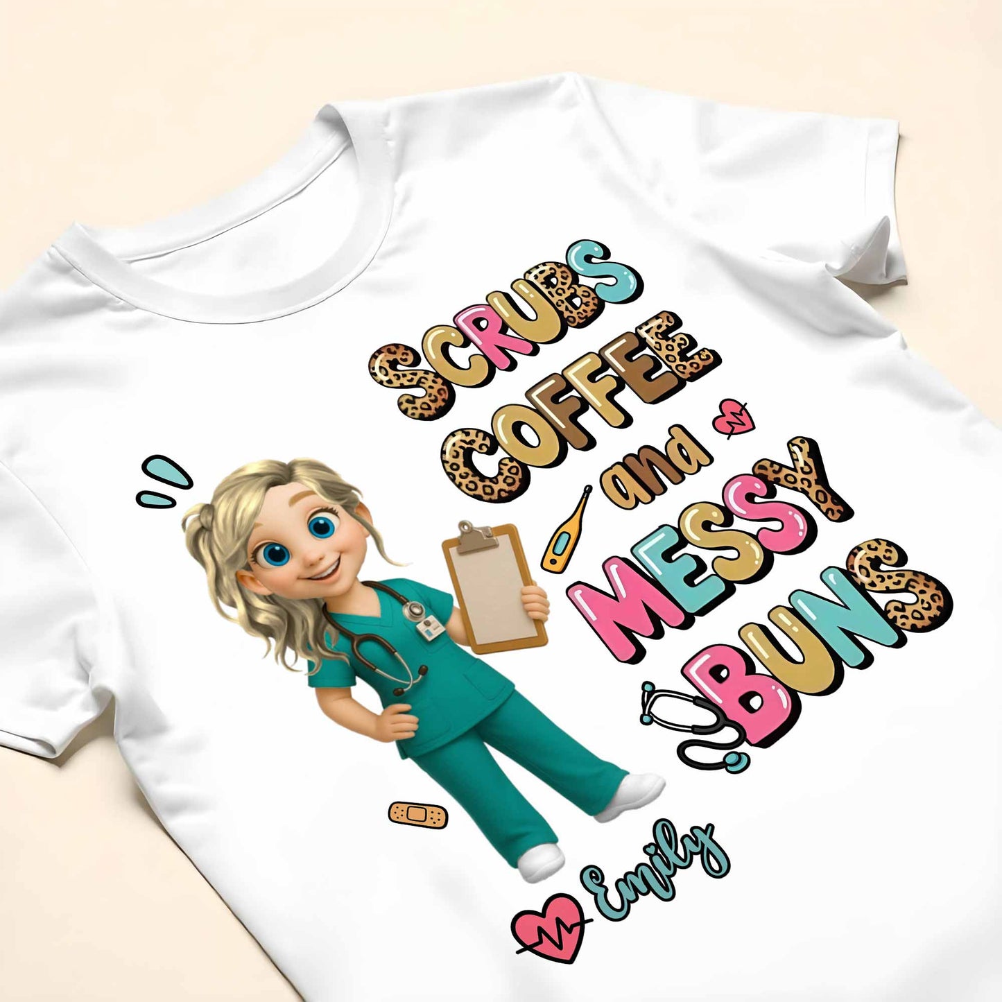 Scrubs Coffee And Messy Buns Fun Design