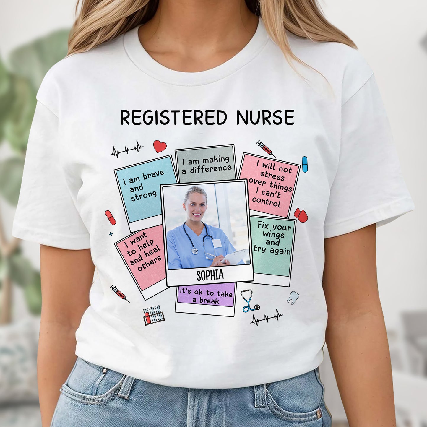 Citas motivacionales para enfermeros titulados con símbolos médicos - Camiseta y sudadera unisex personalizadas - NUR028_WBAS