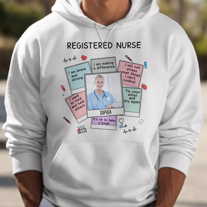 Citas motivacionales para enfermeros titulados con símbolos médicos - Camiseta y sudadera unisex personalizadas - NUR028_WBAS