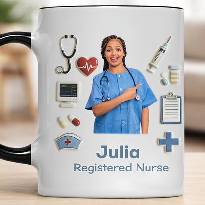 Registered Nurse With Stethoscope And Medical Icons
