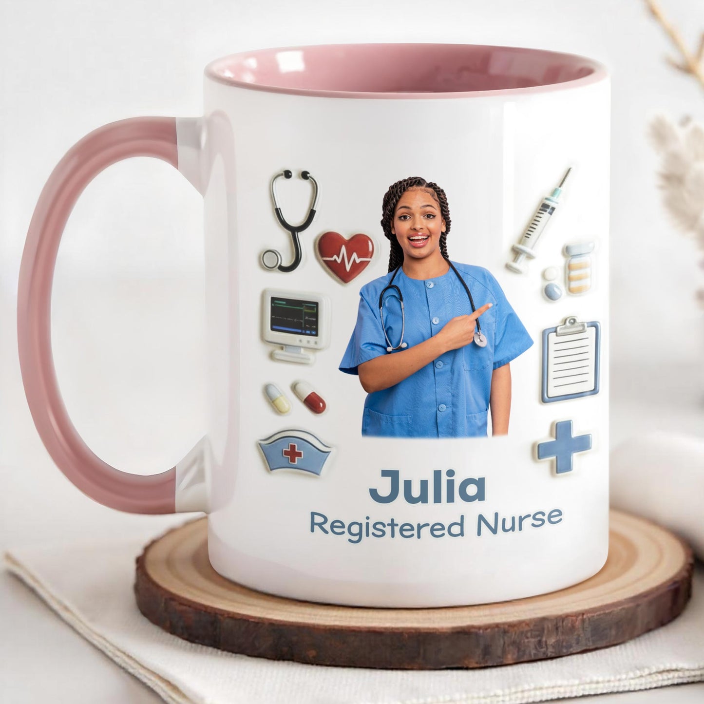 Registered Nurse With Stethoscope And Medical Icons