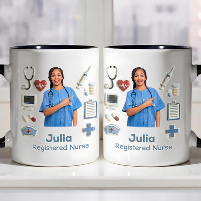 Registered Nurse With Stethoscope And Medical Icons