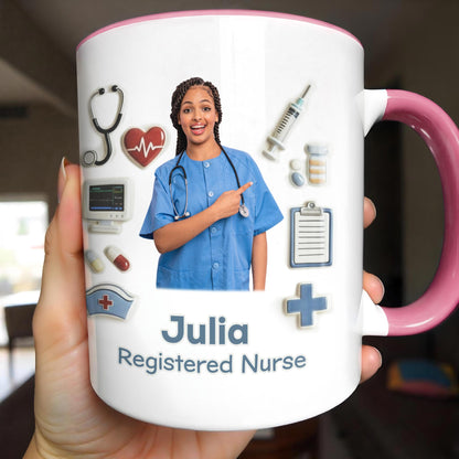 Registered Nurse With Stethoscope And Medical Icons
