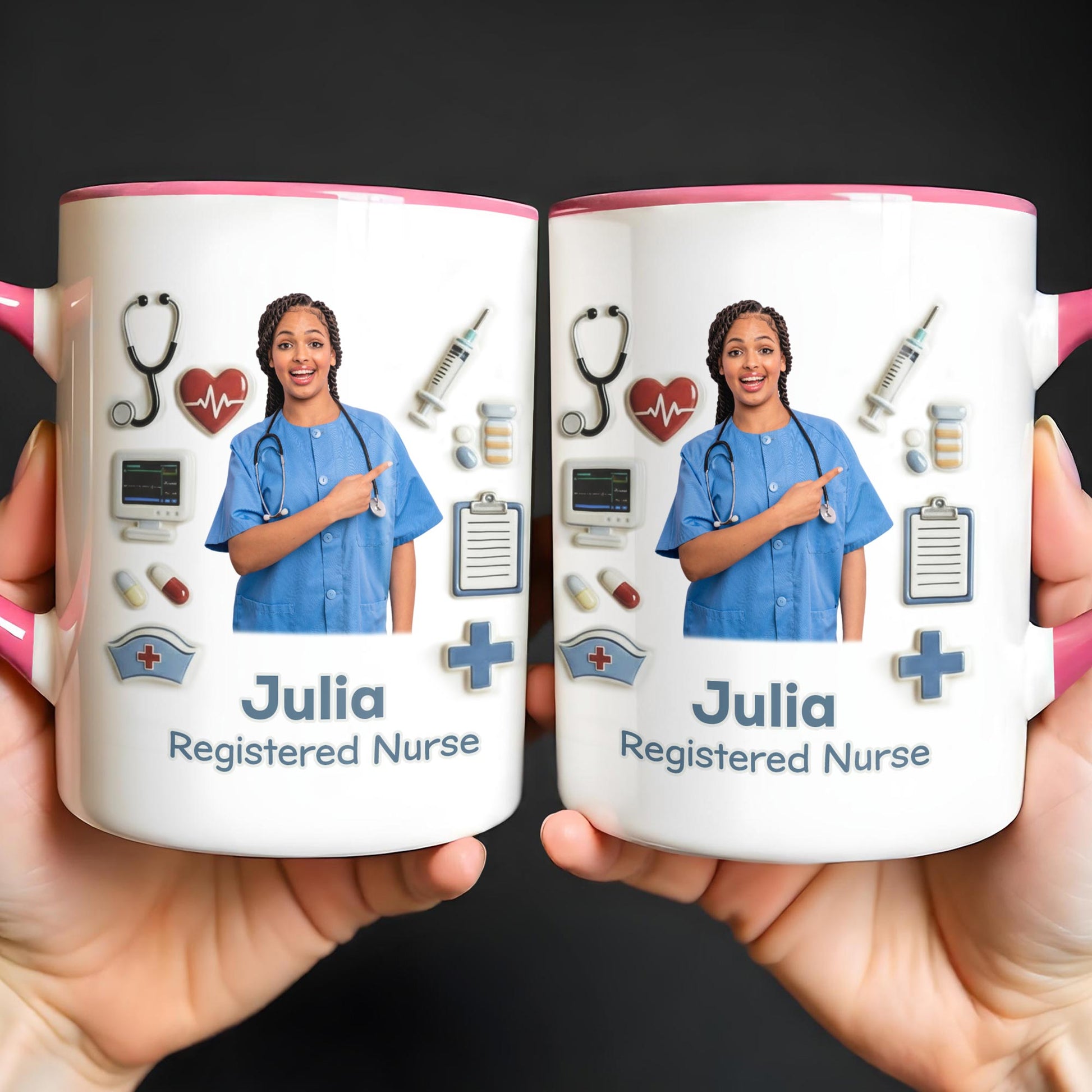 Registered Nurse With Stethoscope And Medical Icons