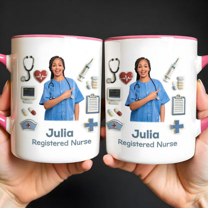 Registered Nurse With Stethoscope And Medical Icons