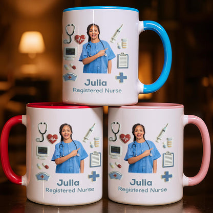 Registered Nurse With Stethoscope And Medical Icons