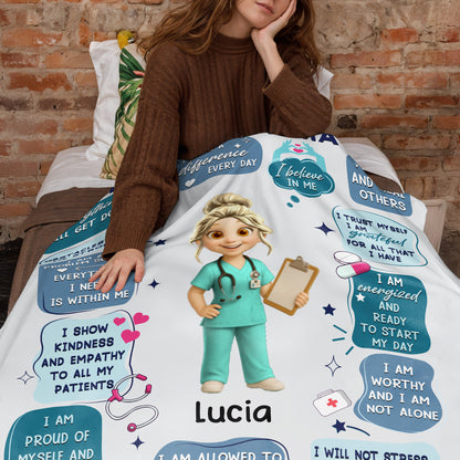 Nurse Daily Affirmations With Hearts, Pills, and Stethoscope