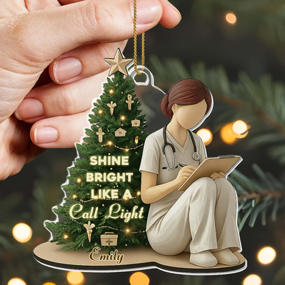 Shine Bright Like A Call Light, Nurse And Christmas Tree
