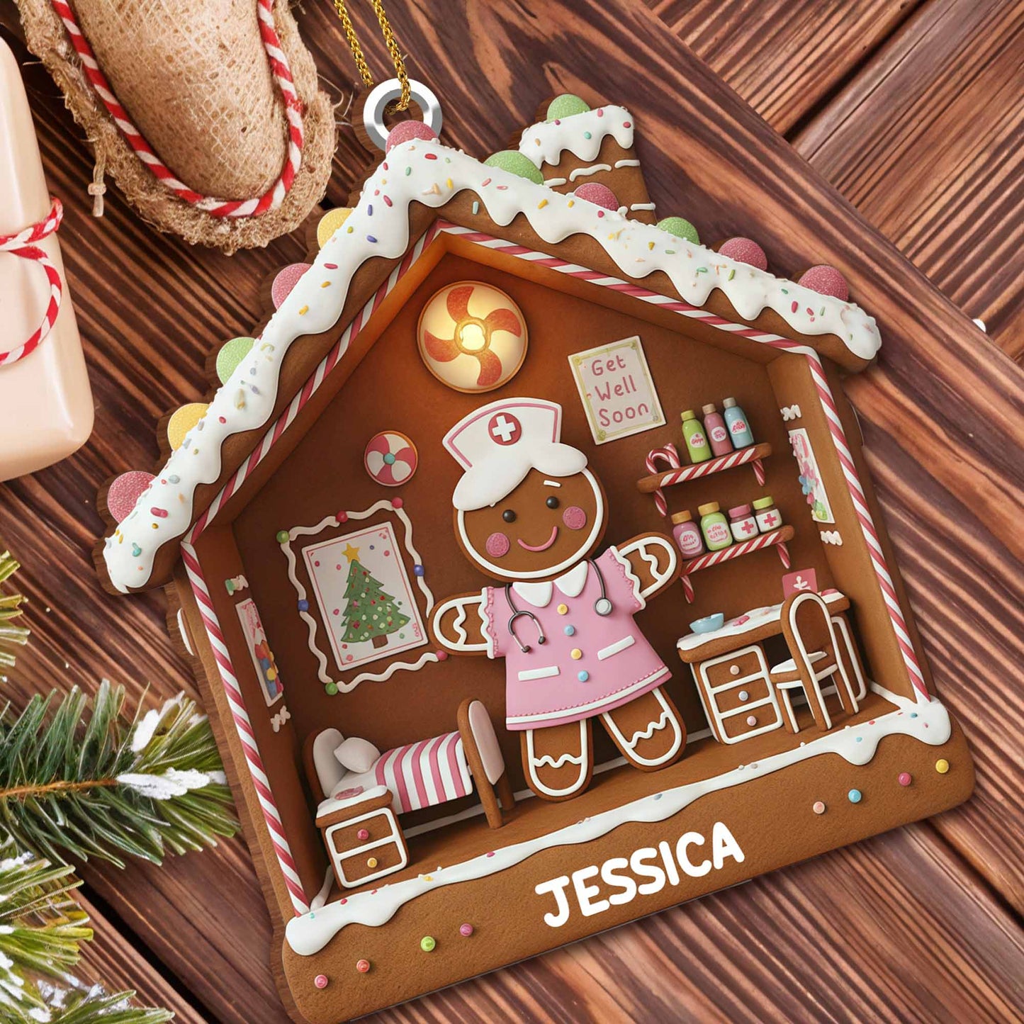 Get Well Soon Gingerbread Nurse And Medications