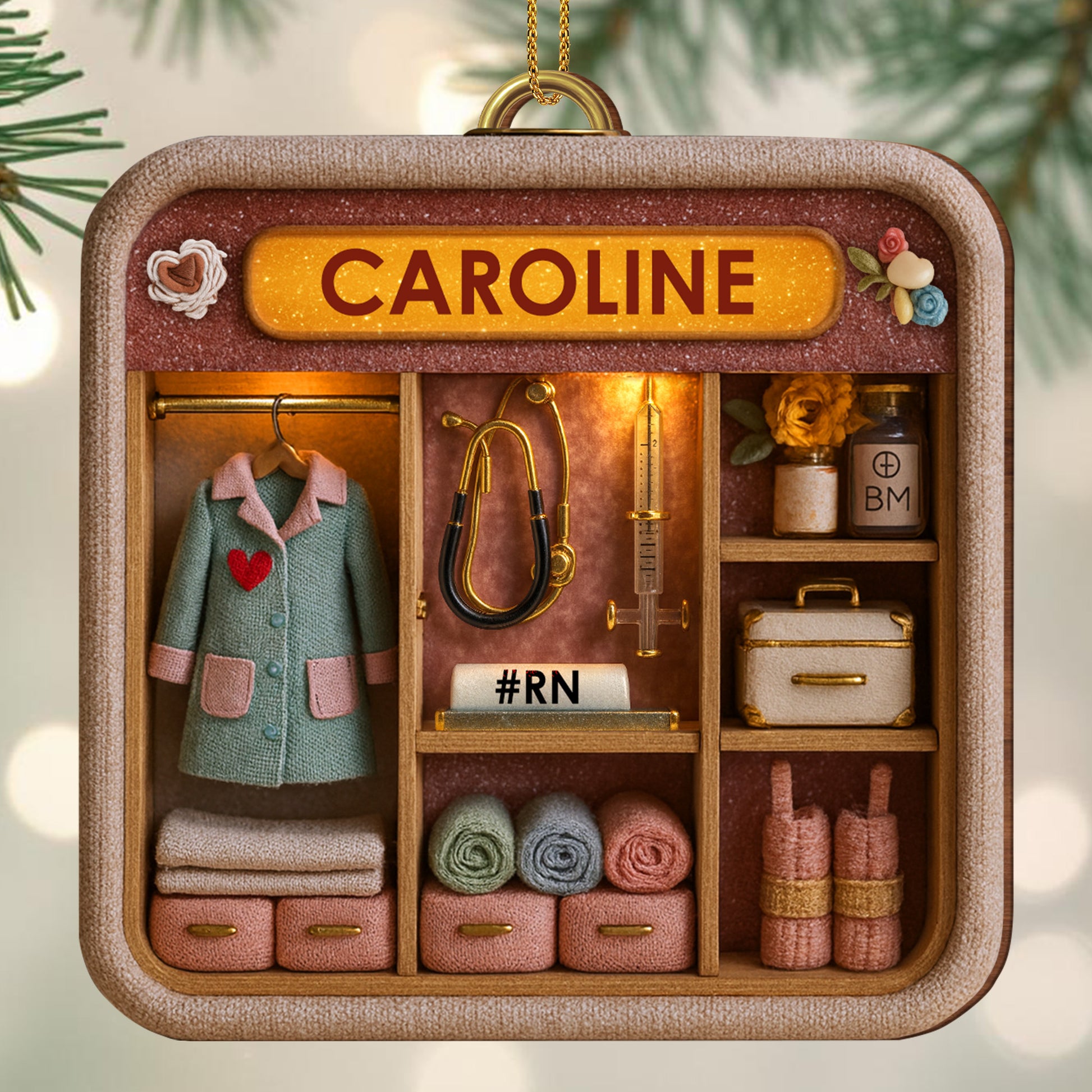 Customizable Nurse Themed Ornament With Medical Accessories