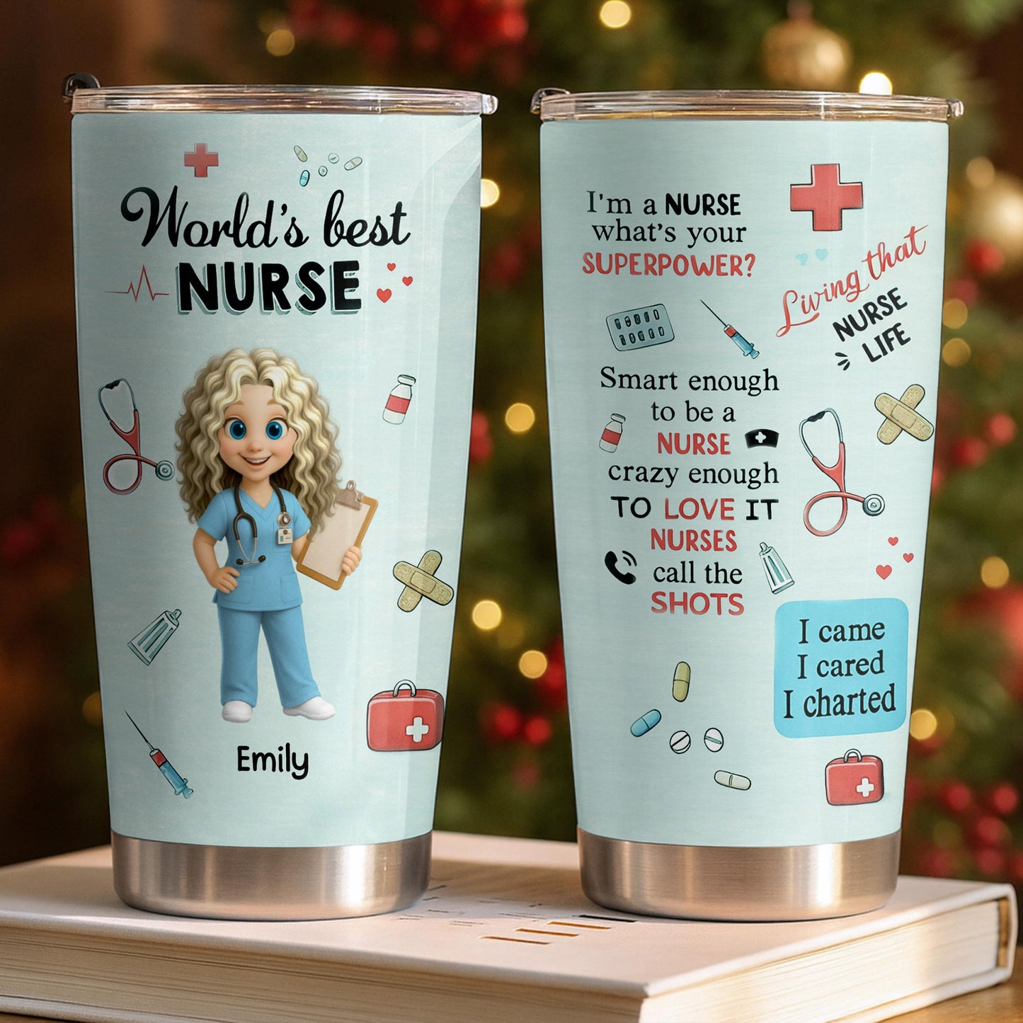 World's Best Nurse, Medical Symbols - Personalized Custom Stainless Steel Tumbler 20oz 30oz - NUR061_TB