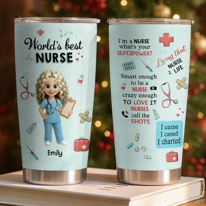 World's Best Nurse, Medical Symbols - Personalized Custom Stainless Steel Tumbler 20oz 30oz - NUR061_TB