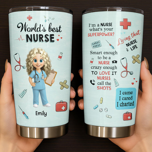 World's Best Nurse, Medical Symbols - Personalized Custom Stainless Steel Tumbler 20oz 30oz - NUR061_TB