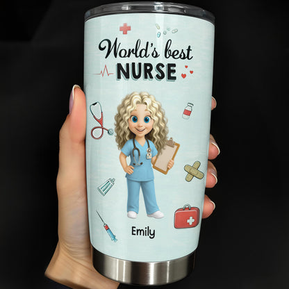 World's Best Nurse, Medical Symbols - Personalized Custom Stainless Steel Tumbler 20oz 30oz - NUR061_TB