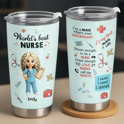 World's Best Nurse, Medical Symbols - Personalized Custom Stainless Steel Tumbler 20oz 30oz - NUR061_TB