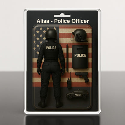 Custom Police Officer Action Figure Plaque With American Flag