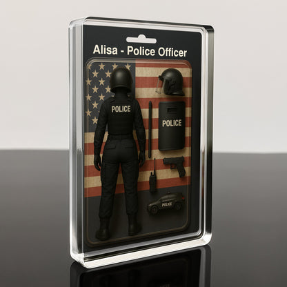 Custom Police Officer Action Figure Plaque With American Flag