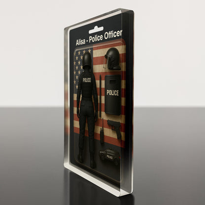 Custom Police Officer Action Figure Plaque With American Flag