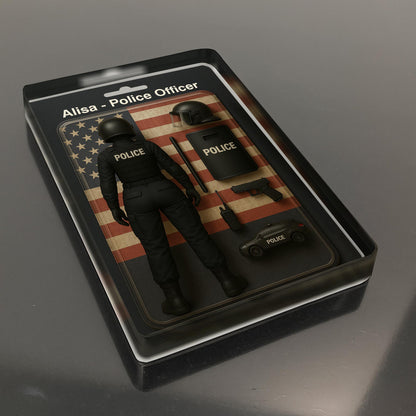 Custom Police Officer Action Figure Plaque With American Flag