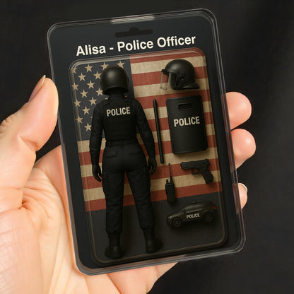 Custom Police Officer Action Figure Plaque With American Flag