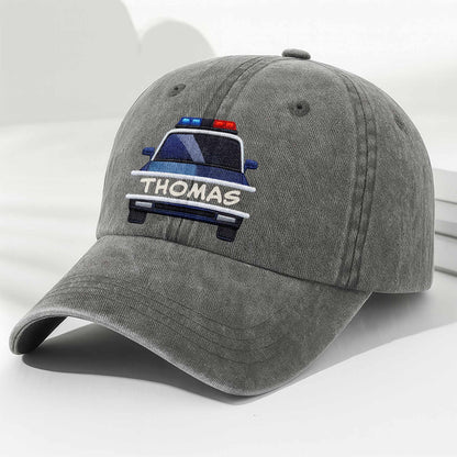 Celebrate Love for Emergency Services, Police Car - Personalized Custom Washed Denim Cap - OFC003_WDCAP