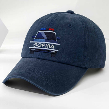 Celebrate Love for Emergency Services, Police Car - Personalized Custom Washed Denim Cap - OFC003_WDCAP