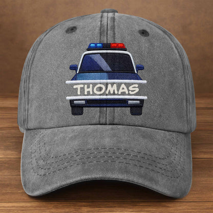 Celebrate Love for Emergency Services, Police Car - Personalized Custom Washed Denim Cap - OFC003_WDCAP