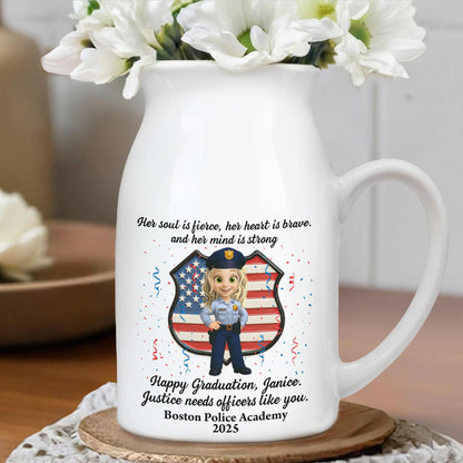 Her Soul Is Fierce, Her Heart Is Brave, And Her Mind Is Strong, American Flag And Police Uniform