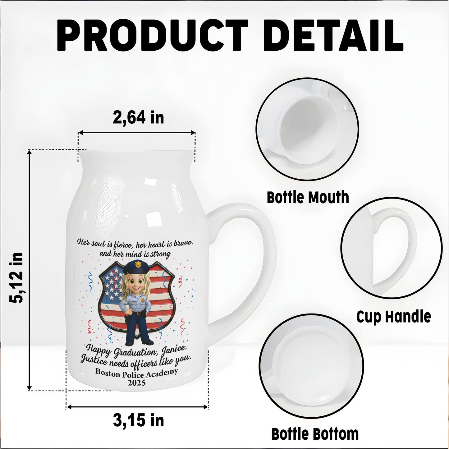 Her Soul Is Fierce, Her Heart Is Brave, And Her Mind Is Strong, American Flag And Police Uniform