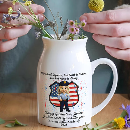 Her Soul Is Fierce, Her Heart Is Brave, And Her Mind Is Strong, American Flag And Police Uniform