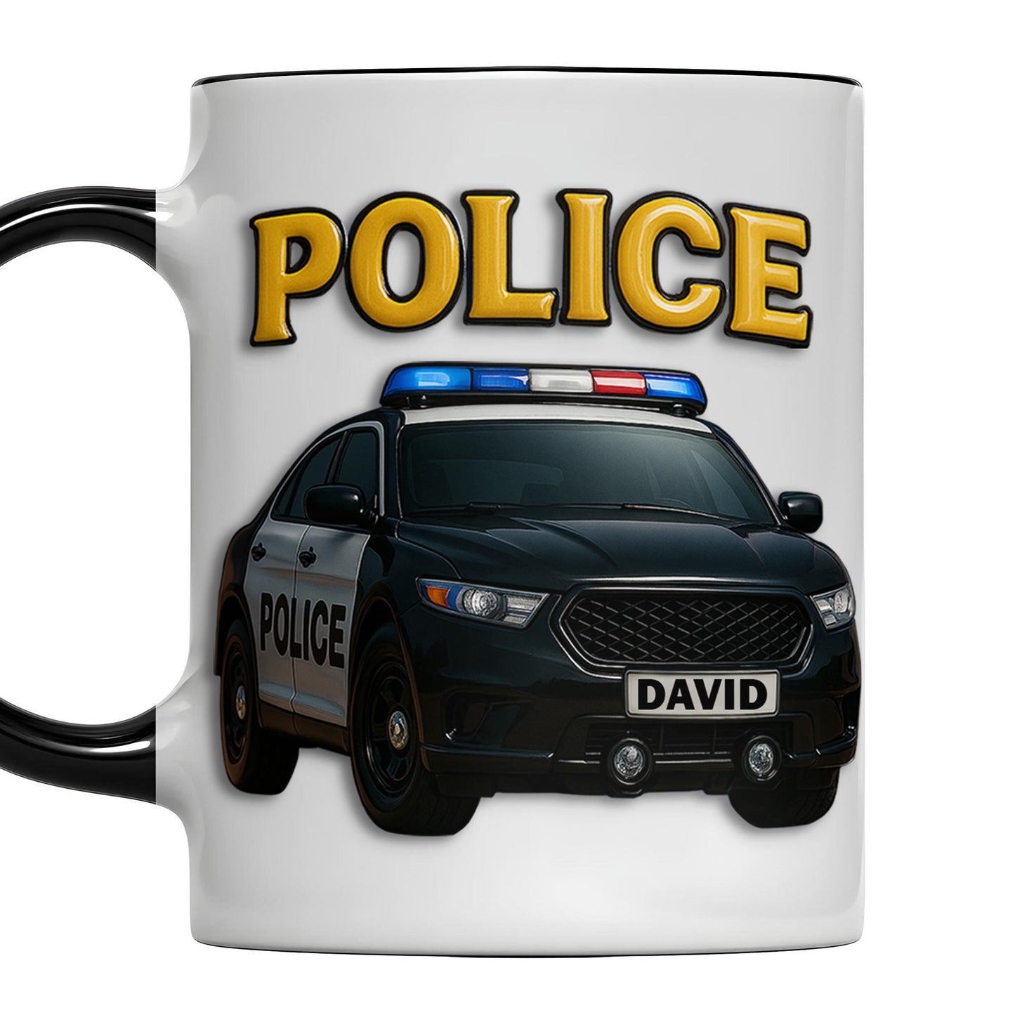 Custom Police Theme Accent Mug With Police Car Design
