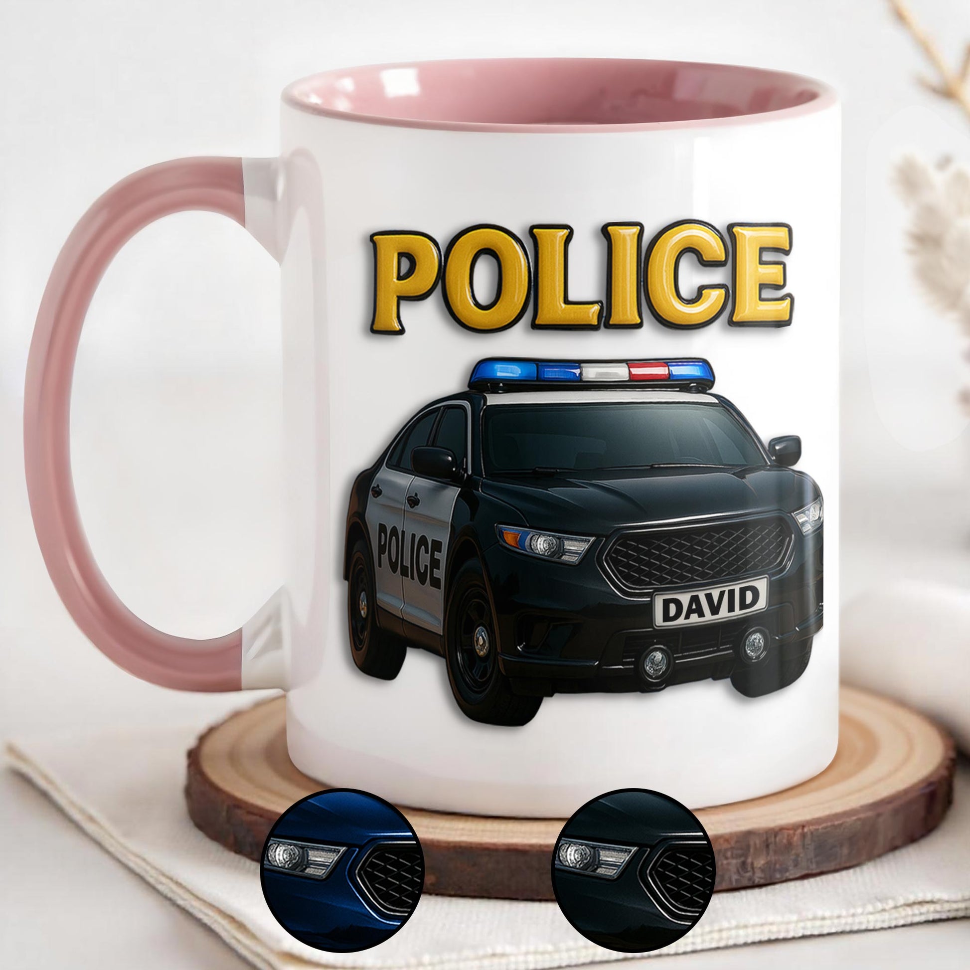Custom Police Theme Accent Mug With Police Car Design