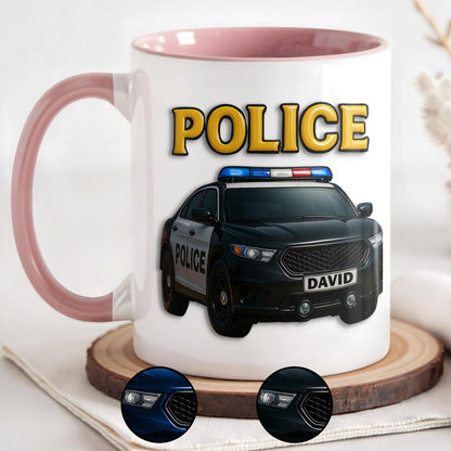 Custom Police Theme Accent Mug With Police Car Design