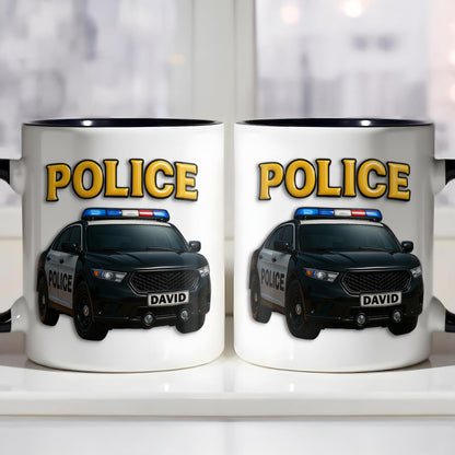 Custom Police Theme Accent Mug With Police Car Design