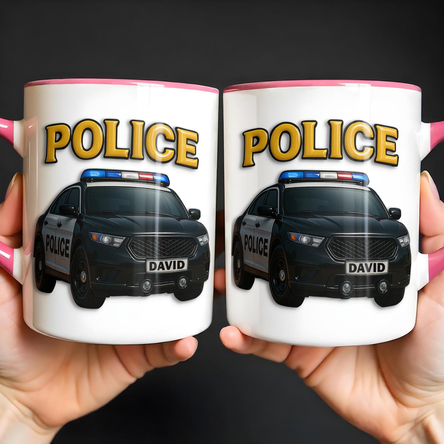 Custom Police Theme Accent Mug With Police Car Design