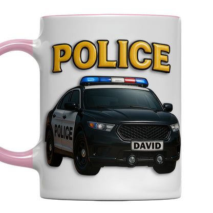 Custom Police Theme Accent Mug With Police Car Design