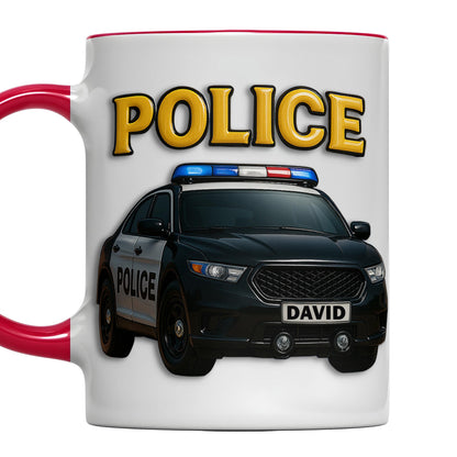 Custom Police Theme Accent Mug With Police Car Design