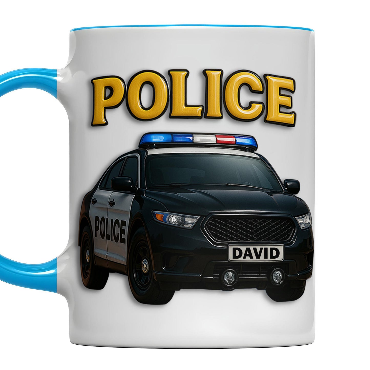 Custom Police Theme Accent Mug With Police Car Design