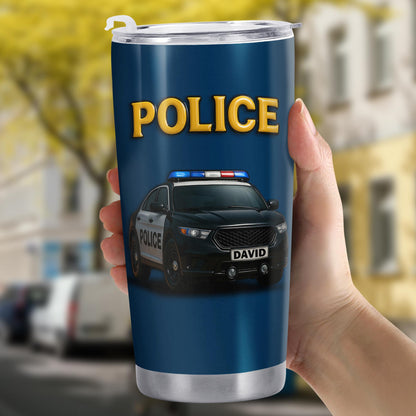 Honor And Serve With Commitment To Quality, Police Car and Badge