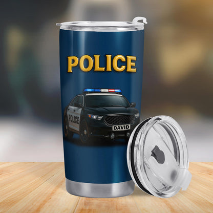 Honor And Serve With Commitment To Quality, Police Car and Badge