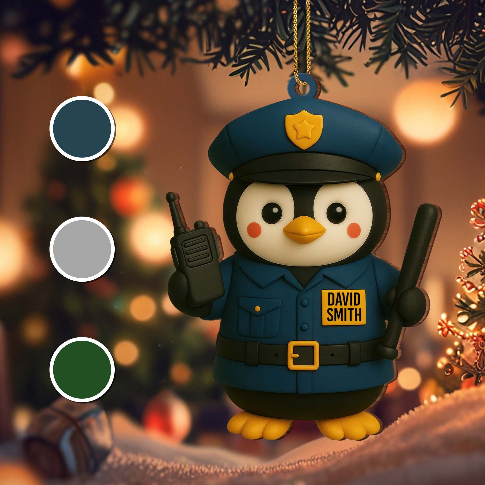 Customizable Penguin Police Officer Ornament