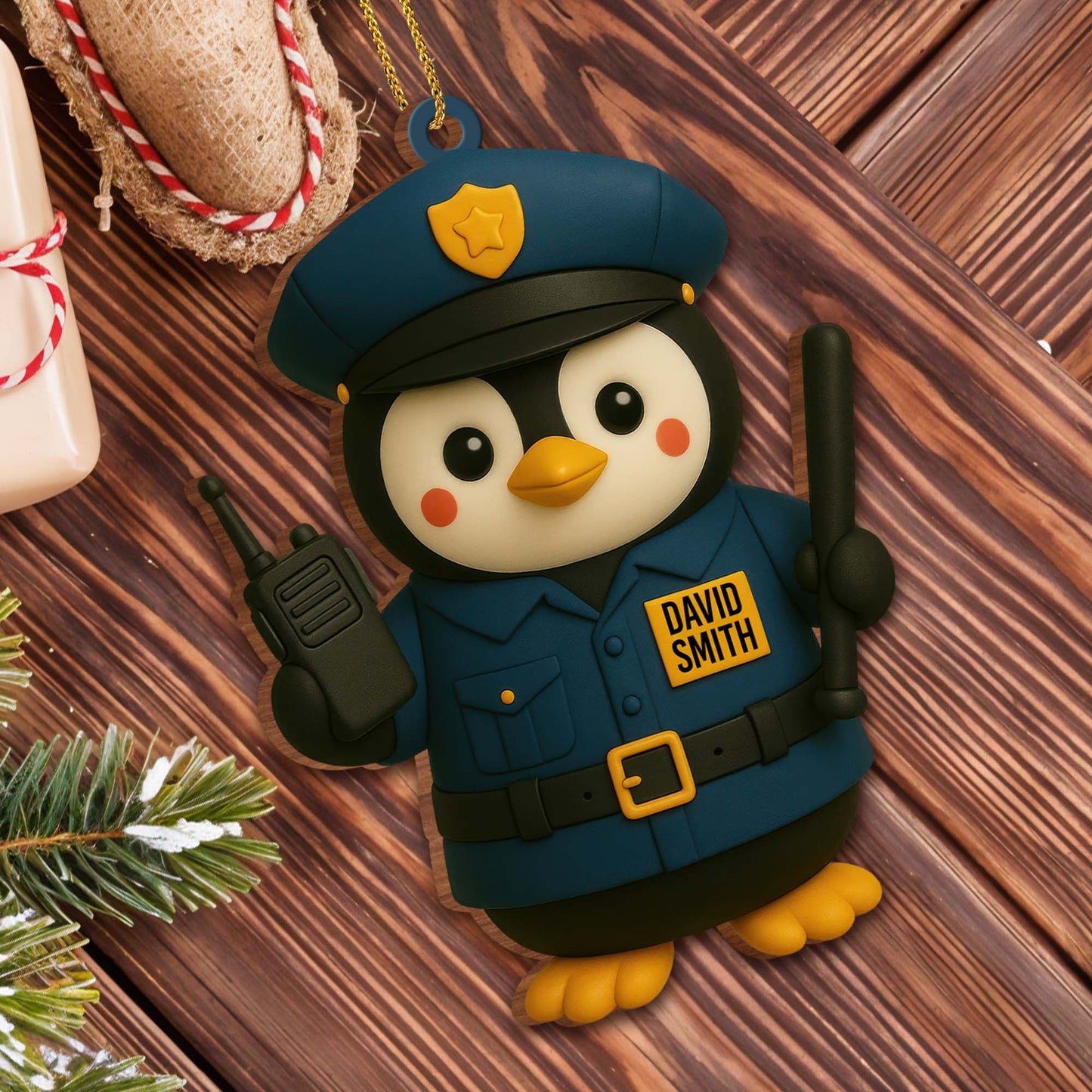 Customizable Penguin Police Officer Ornament
