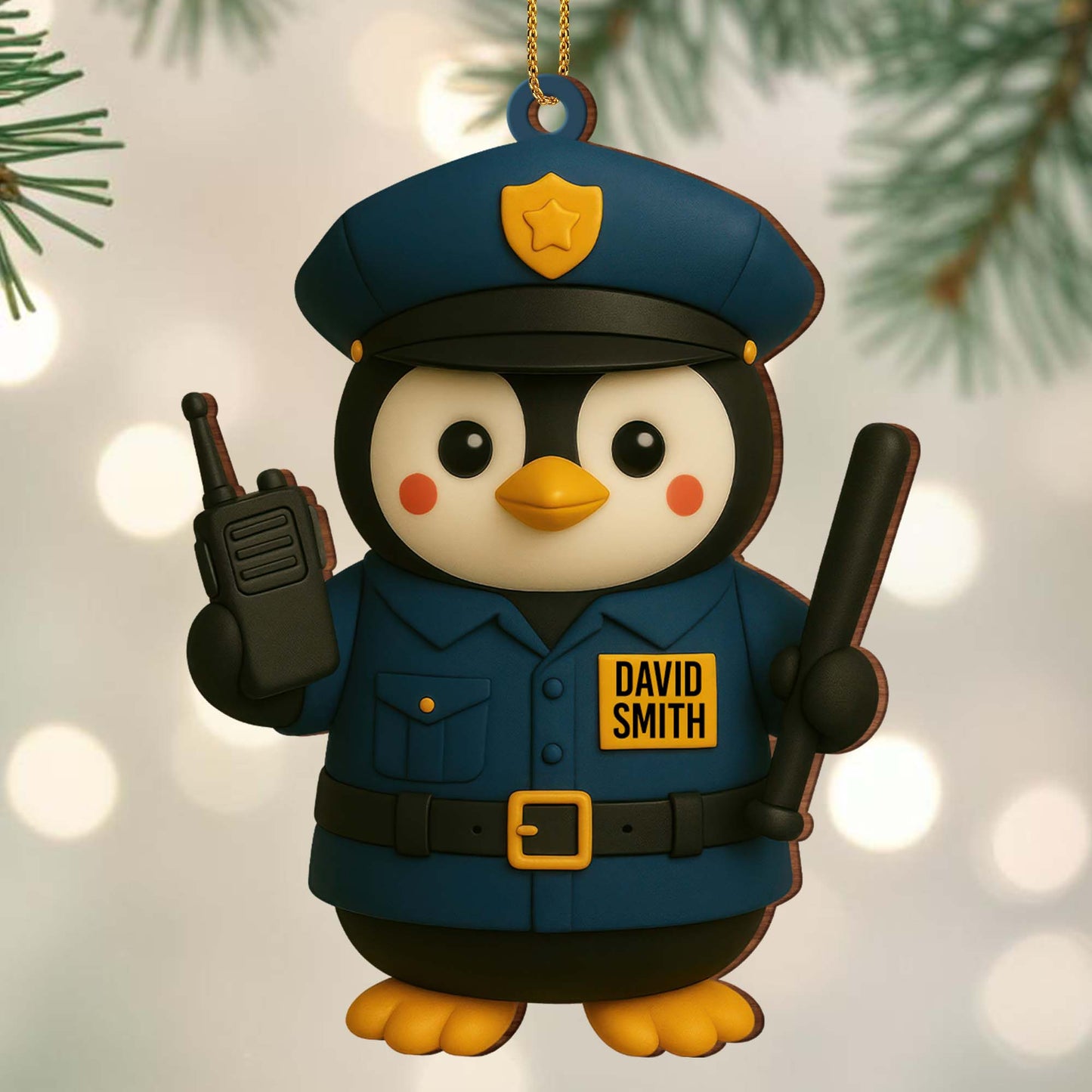Customizable Penguin Police Officer Ornament