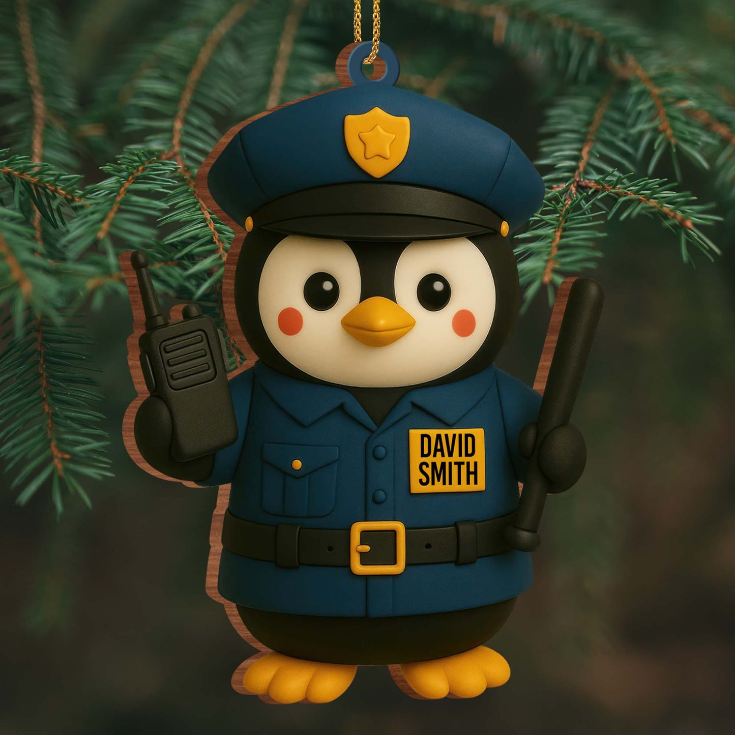Customizable Penguin Police Officer Ornament